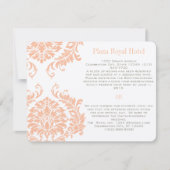 Peach Koral und Pilz Damask Hochzeit Einladung (Vorderseite)