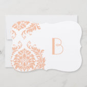 Peach Koral und Pilz Damask Hochzeit Einladung (Rückseite)