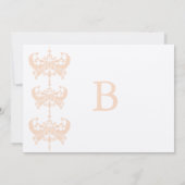 Peach Koral und Pilz Damask Hochzeit Einladung (Rückseite)