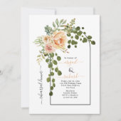 Peach Korallen Blume Bogen Hochzeit Probe Abendess Einladung (Vorderseite)