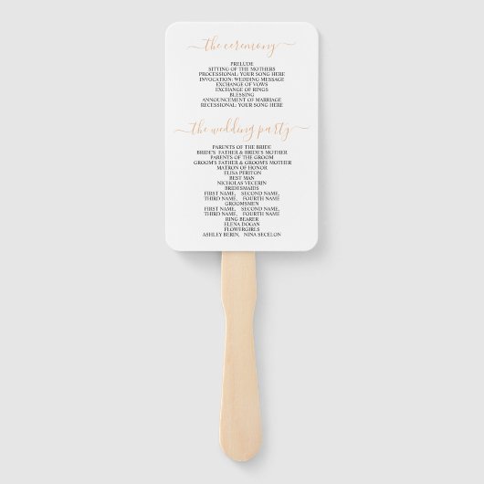 Peach Korallen Blume Bogen, Initialen Hochzeitspro Fächer (Rückseite)