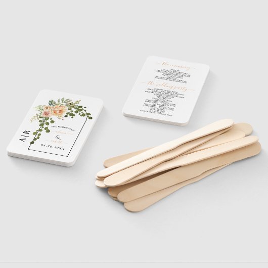 Peach Korallen Blume Bogen, Initialen Hochzeitspro Fächer (Non-assembled)