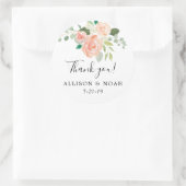 Peach Korallen Grün Sommer Frühling Blumengefallen Runder Aufkleber (Tasche)