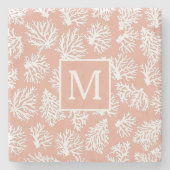 Peach Korallenriffe Sommerstrand Monogramm Steinuntersetzer (Vorderseite)