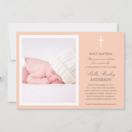 PEACH-KRONE| BAPTISMITTELINVITATIONEN EINLADUNG (Vorderseite)