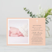 PEACH-KRONE| BAPTISMITTELINVITATIONEN EINLADUNG (Stehend Vorderseite)
