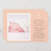 PEACH-KRONE| BAPTISMITTELINVITATIONEN EINLADUNG (Vorne/Hinten)