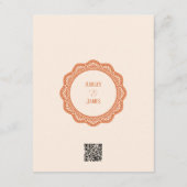 Peach Lace Details Reception Information Wedding  Begleitkarte (Rückseite)
