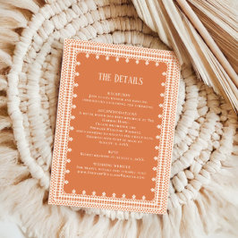 Peach Lace Details Reception Information Wedding Begleitkarte