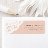 Peach Lace Doily Rücksendeadressen-Aufklebers (Insitu)