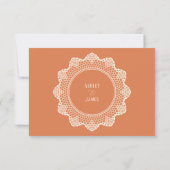 Peach Lace Elegant Wedding Invitation, RSVP Karte (Rückseite)