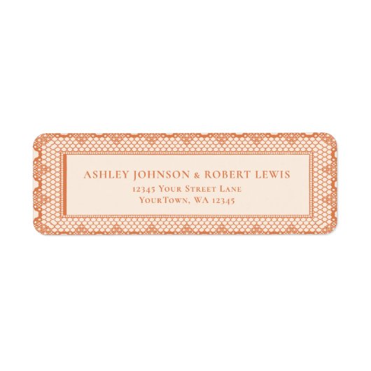 Peach Lace Wedding Invitation Return Address (Vorne)