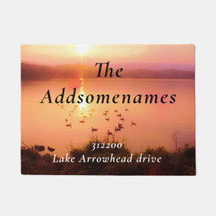 Peach lake sunset Familienname Anschrift Fußmatte