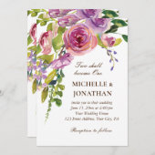 Peach Lavender Blumengrün Christliche Hochzeit Einladung (Vorne/Hinten)