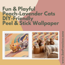 Peach Lavender Cats Spaß Spielend DIY Peel und Sti Tapete