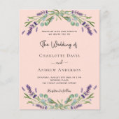 Peach lavender QR UAWG Budget Einladung zur Hochze (Vorderseite)