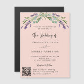 Peach Lavender Violett QR UAWG Luxus Hochzeit Magneteinladung (Vorne/Hinten)
