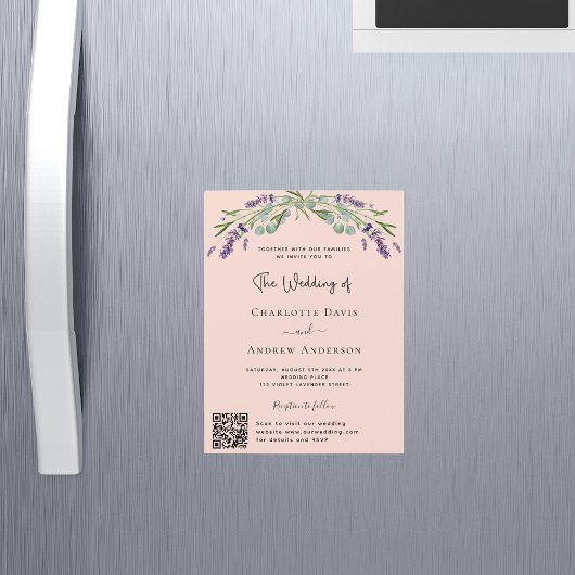 Peach Lavender Violett QR UAWG Luxus Hochzeit Magneteinladung