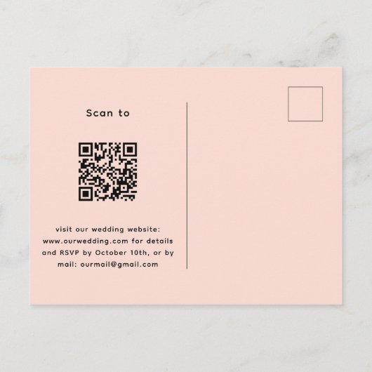 Peach lavender violette florale QR Code UAWG Hochz Einladungspostkarte (Rückseite)