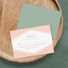 Peach Layered Geometric & Light Sage RSVP Karte