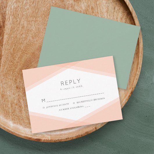 Peach Layered Geometric & Light Sage RSVP Karte