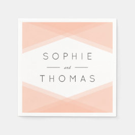 Peach Layered Geometric Wedding Serviette