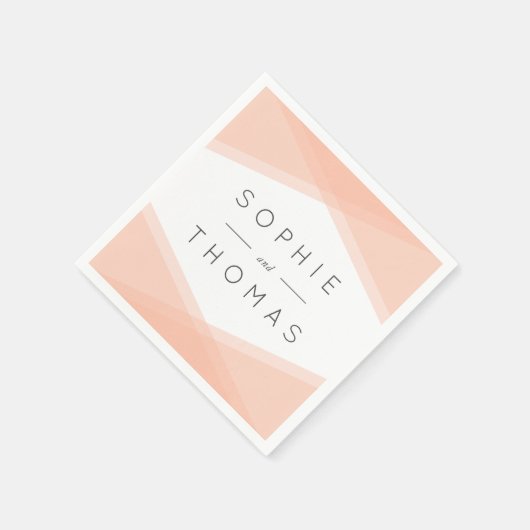 Peach Layered Geometric Wedding Serviette (Ecke)