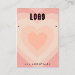 Peach Layered Heart Liebe Ohrringe Juwelendisplay Visitenkarte