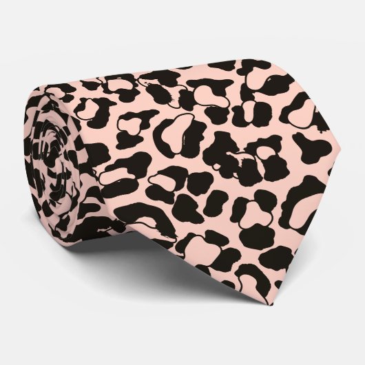 Peach Leopard Animal Print Krawatte (Gerollt)