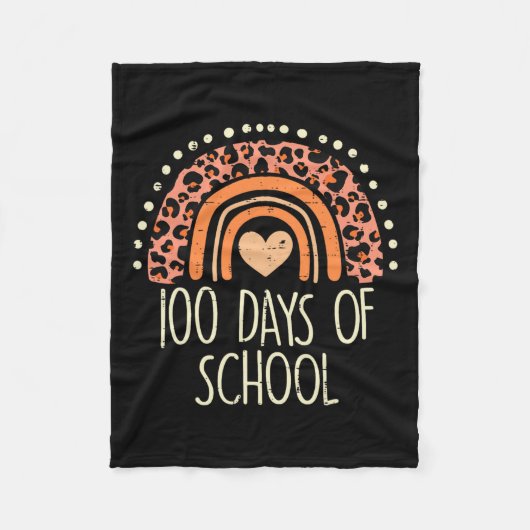 Peach Leopard Rainbow 100 Days School Niedlich 100 Fleecedecke (Vorderseite)