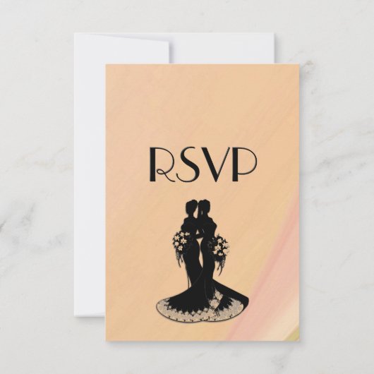 Peach Lesbian Wedding Menü UAWG RSVP Karte (Rückseite)