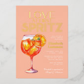 Peach-Liebe im First Spritz-Brautparty Folieneinladung (Vorderseite)