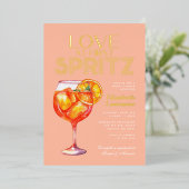 Peach-Liebe im First Spritz-Brautparty Folieneinladung (Stehend vorne)