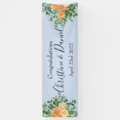 Peach & Light Blue Peony & Rose Blumenhochzeit Banner (Vertikal)