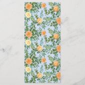 Peach Light Blue Peony & Rose Blumenmenü Menükarte (Rückseite)