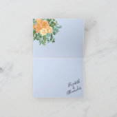 Peach Light Blue Peony Rose Hochzeit Vielen Dank Dankeskarte (Innenseite)