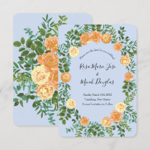Peach Light Blue Peony Rose Hochzeitstag Rett Einladung