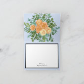 Peach Light Blue Wedding Rose Blues Dankeskarte (Innenseite)
