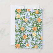 Peach Light Blue Wedding Rose Blues Einladung (Rückseite)