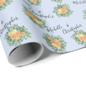 Peach Light Blue Wedding Rose Blues Geschenkpapier (Rolleneckpunkt)