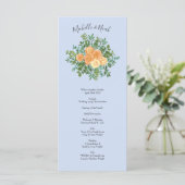 Peach Light Blue Wedding Rose Blues Menükarte (Stehend Vorderseite)