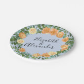 Peach Light Blue Wedding Rose Blues Pappteller (Schrägansicht)