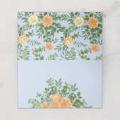 Peach Light Blue Wedding Rose Blues Platzkarte (Außenseite Aufgefaltet)