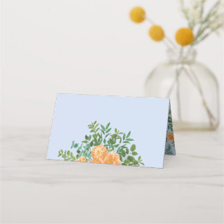 Peach Light Blue Wedding Rose Blues Platzkarte