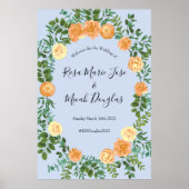 Peach Light Blue Wedding Rose Blues Poster (Vorne)