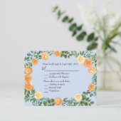Peach Light Blue Wedding Rose Blues Postkarte (Stehend Vorderseite)