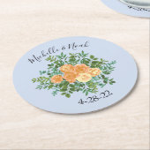 Peach Light Blue Wedding Rose Blues Runder Pappuntersetzer (Angewinkelt)