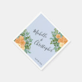 Peach Light Blue Wedding Rose Blues Serviette (Ecke)