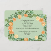 Peach Light Green Peer Rose Blumeninformationen Einladung (Vorne/Hinten)