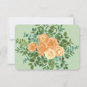 Peach Light Green Peer Rose Blumeninformationen Einladung (Rückseite)